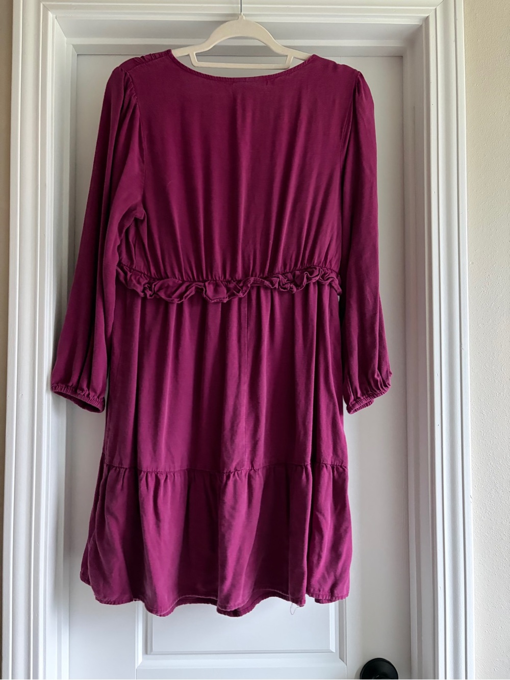 Magenta V-Neck Ruffle Dress - Picture 4 of 5